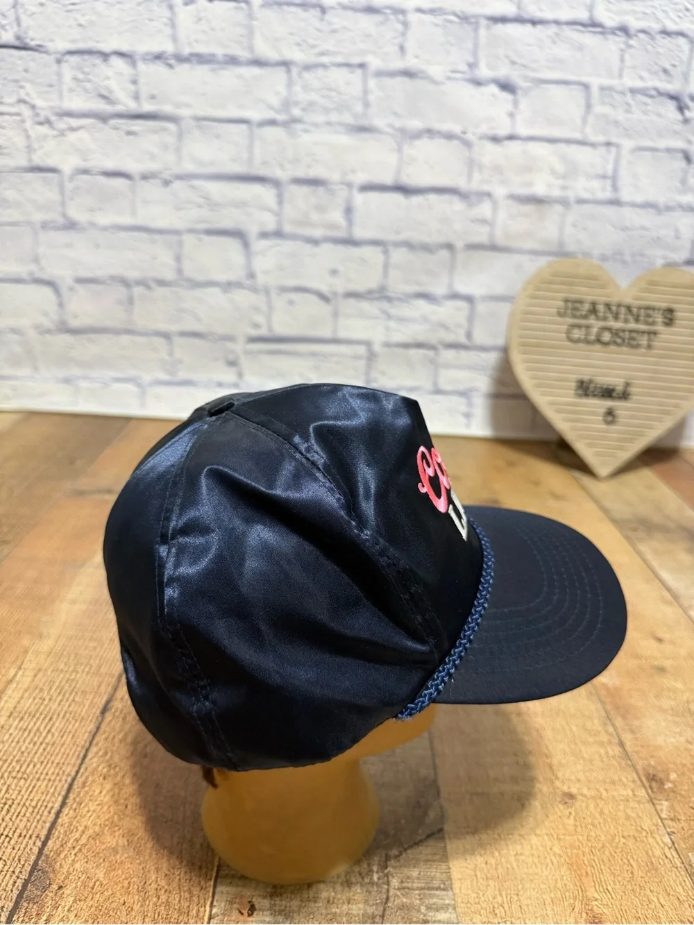 1970’s Blue Satin Coors Light Hat Pink White Embroidery Print Snapback Cap Rare